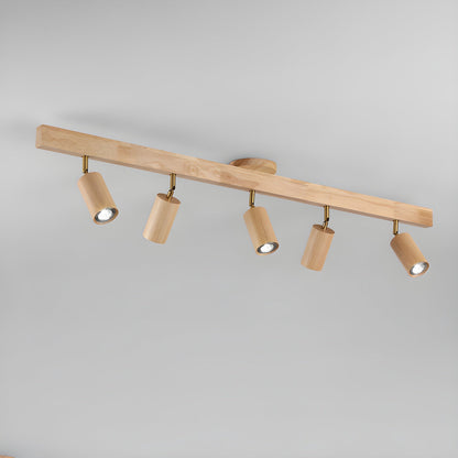 Houten rail met spotjes