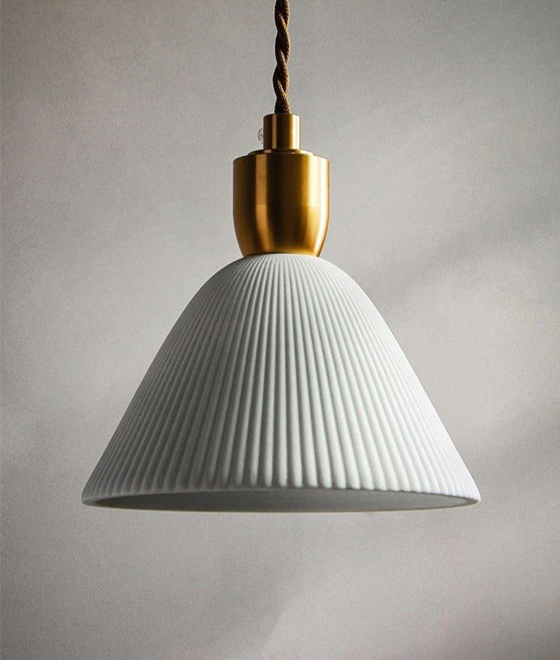 Geribde keramische koperen hanglamp