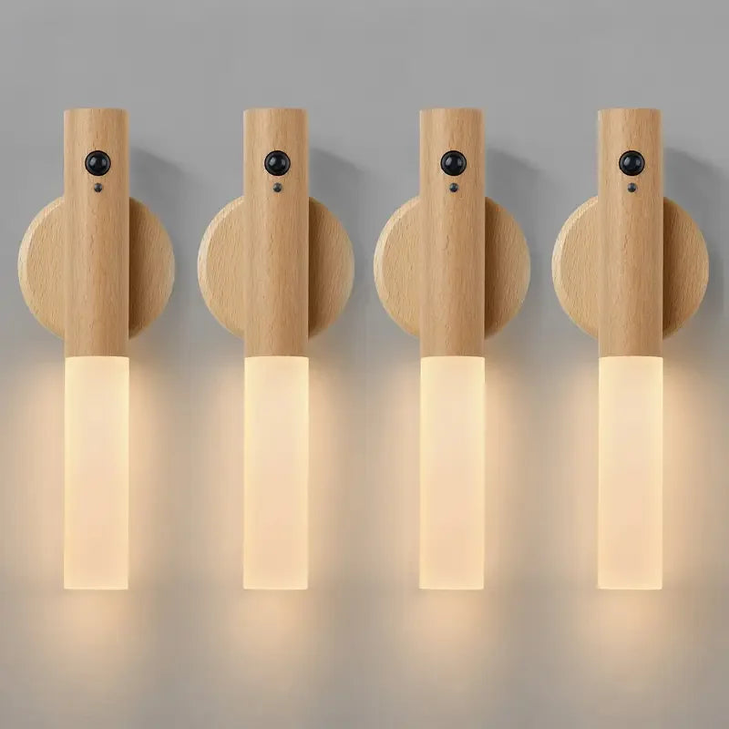 Oakmira minimalistische houten wandlamp met bewegingssensor