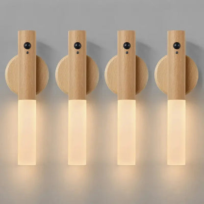 Oakmira minimalistische houten wandlamp met bewegingssensor
