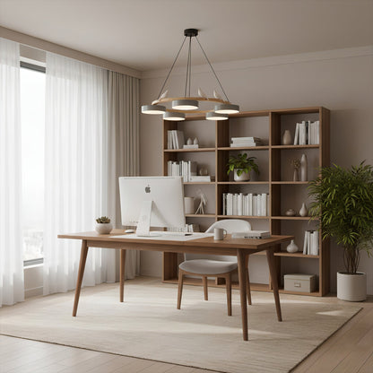 Ronde houten vogelhanglamp
