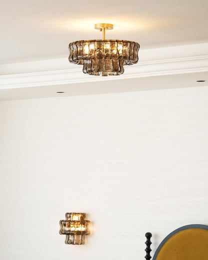 Gelaagde plafondlamp van ijsglas