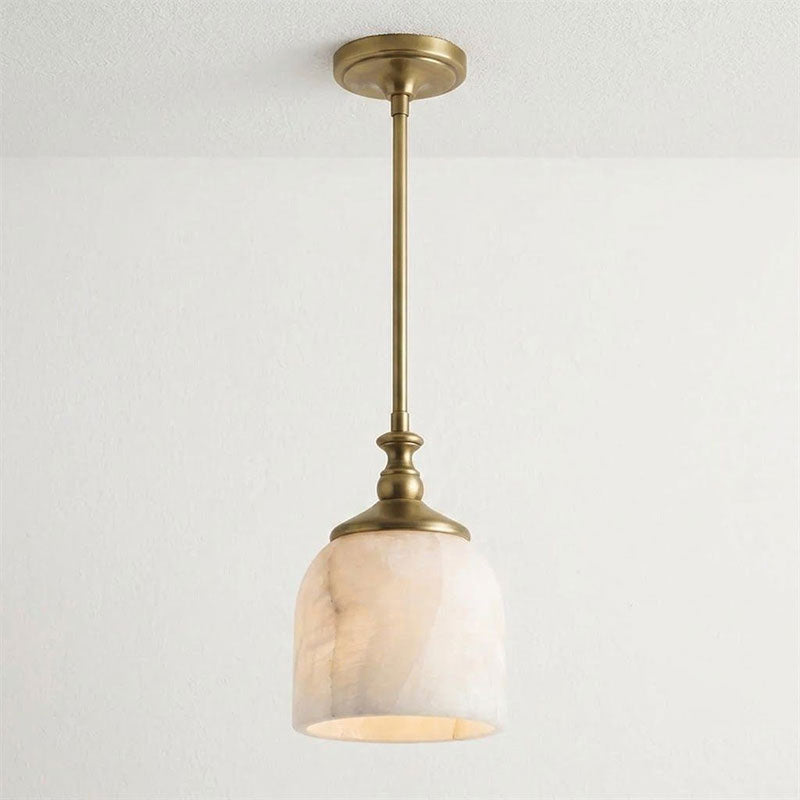 Hanglamp met albasten belvormige kap