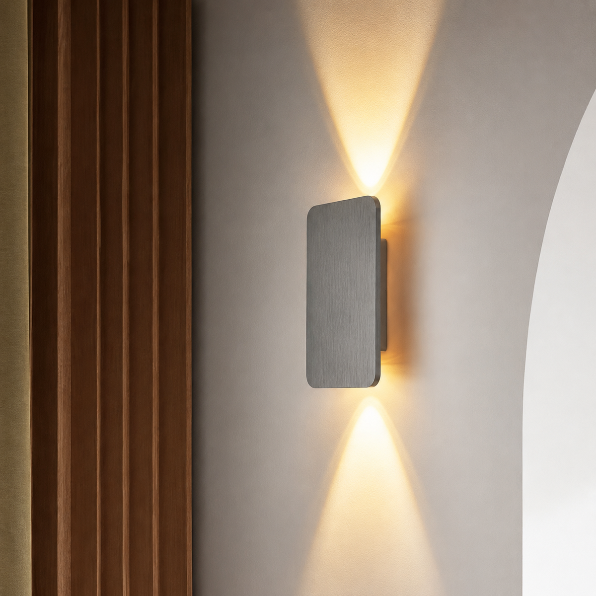 Rechthoekige metalen led-wandlamp