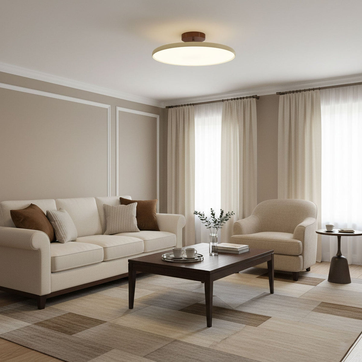 Ronde houten draaibare plafondlamp