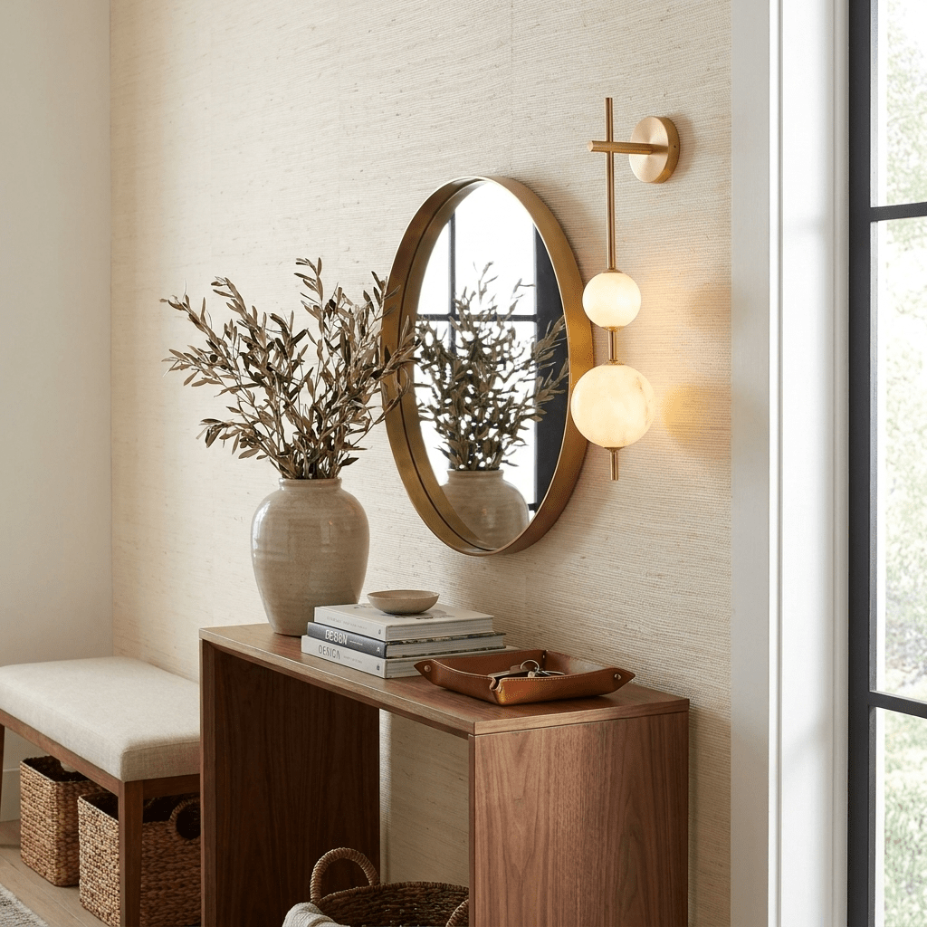 Wandlamp met albasten bol