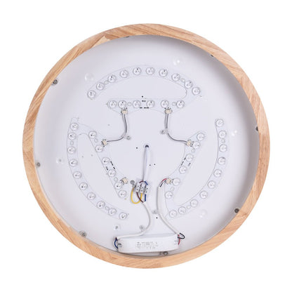 Ronde plafondlamp met eikenhouten rand