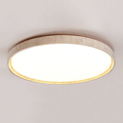 Plafondlamp met schijf van walnootkleurig travertijn