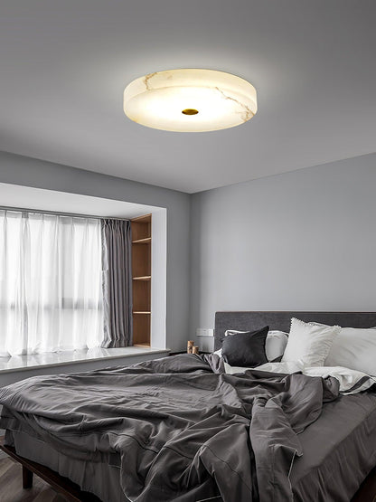 Plafondlamp met albasten trommelkap