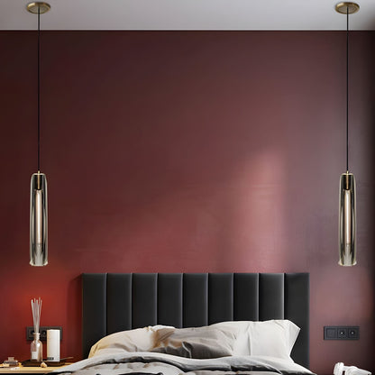 Messingkleurige hanglamp met kristallen staafjes
