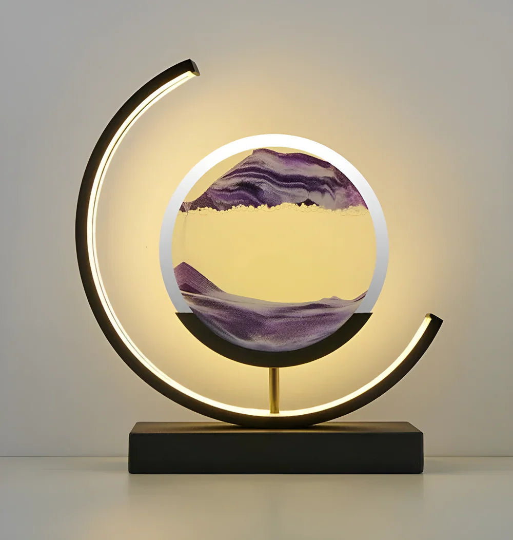 Sandveil minimalistische aluminiumtafel lamp met zandkunst