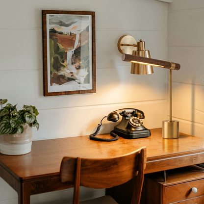Pravena mid-century koperen tafellamp