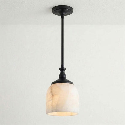 Hanglamp met albasten belvormige kap
