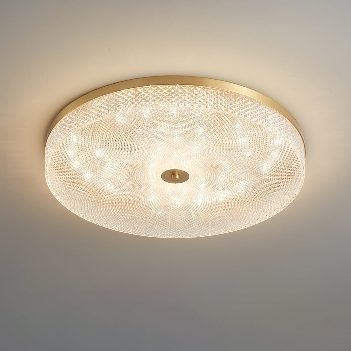Gefacetteerde plafondlamp met acrylkap in trommelvorm