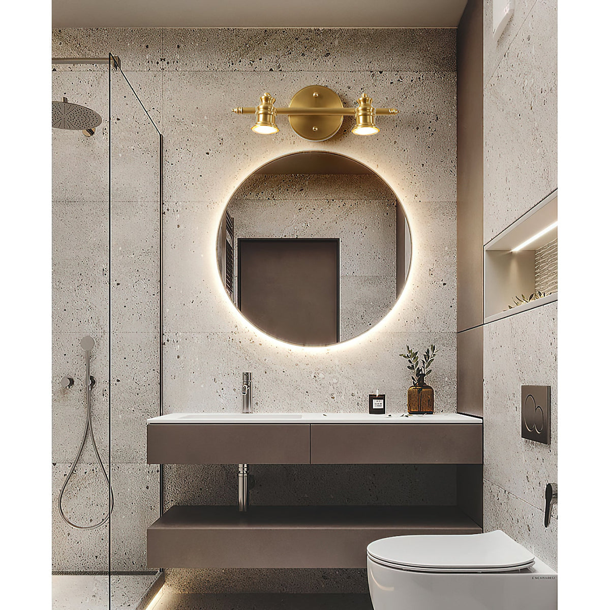 Messingkleurige lineaire wandspotverlichting