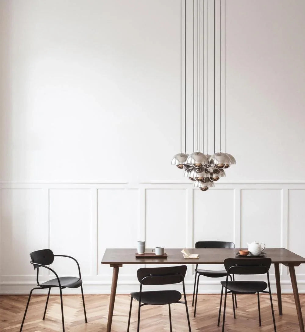 Metalen hanglamp met twee koepels