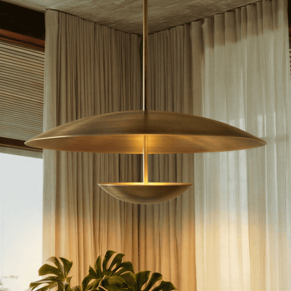 Brede metalen schijfhanglamp