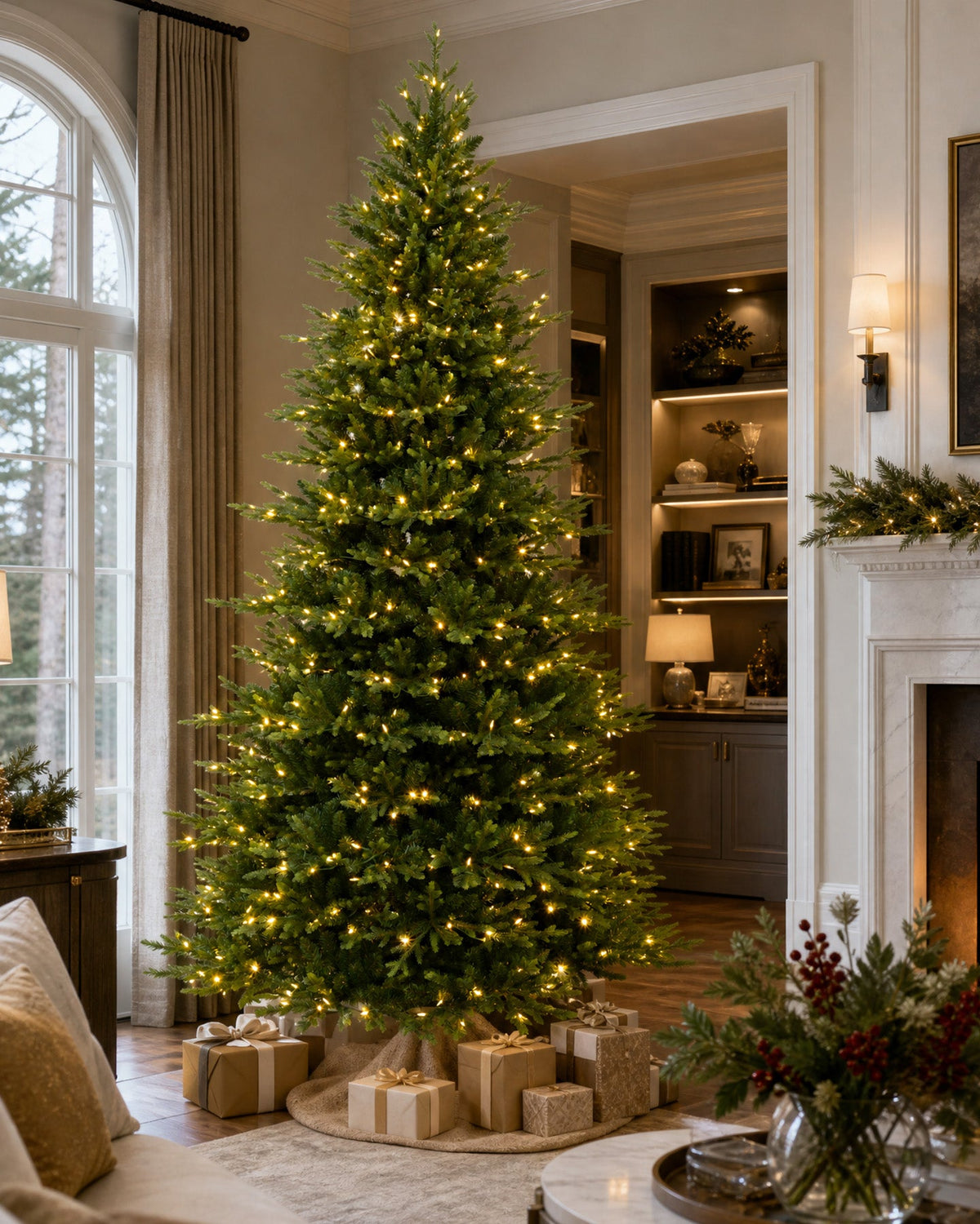 Skovra Classic PE/PVC 12ft voorverlichte kerstboom