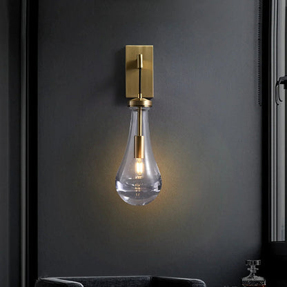Wandlamp van traanvormig glas