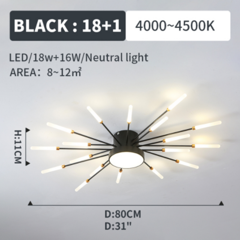 Pyrenna Starburst metalen plafondlamp met vuurwerkdesign