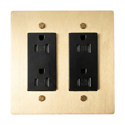 Galveno Vintage massief messing stopcontact met 2 aansluitingen
