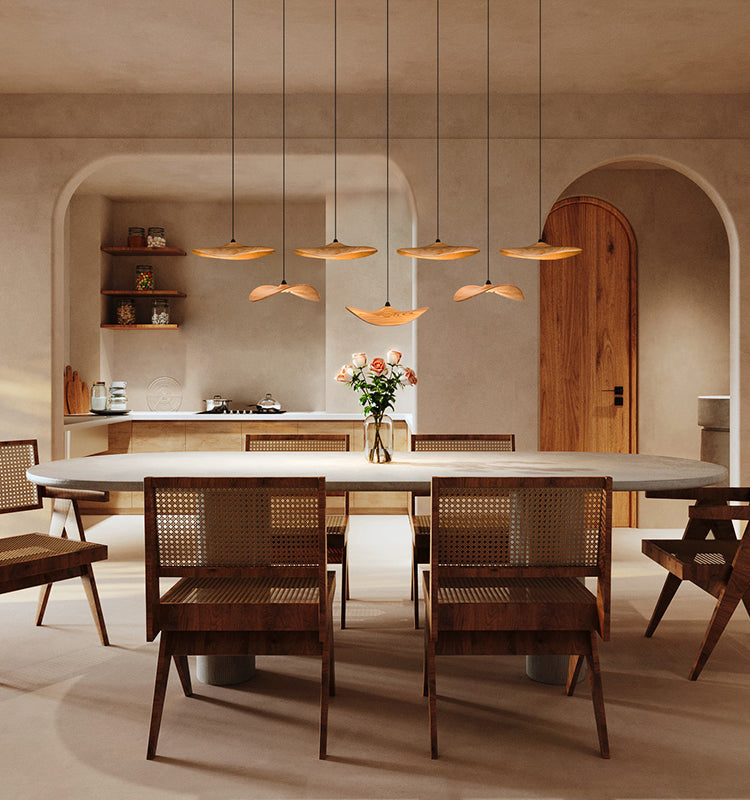 Golvende houten bladhanglamp