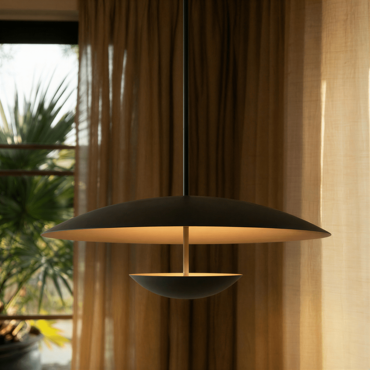 Brede metalen schijfhanglamp