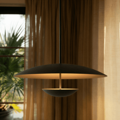 Brede metalen schijfhanglamp