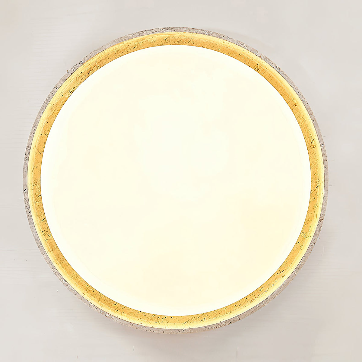 Plafondlamp met schijf van walnootkleurig travertijn