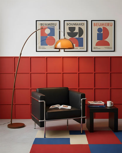 Halberon boogvormige vloerlamp van walnoot