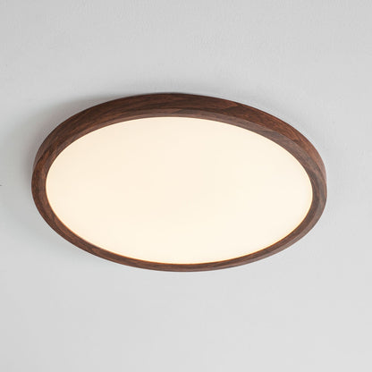 Slanke plafondlamp van walnoot met vlakke montage