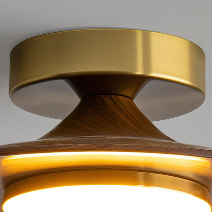 Walnootkleurige plafonnière met schotelknop