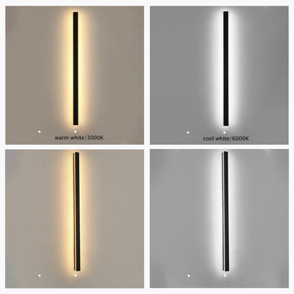 Veldrin minimalistische slanke zwarte metalen buitenwandlamp