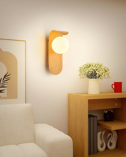 Velmara minimalistische houten wandlamp in de vorm van een wereldbol