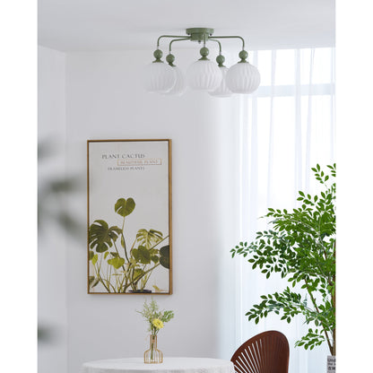 Geribd opalen glazen plafondlamp