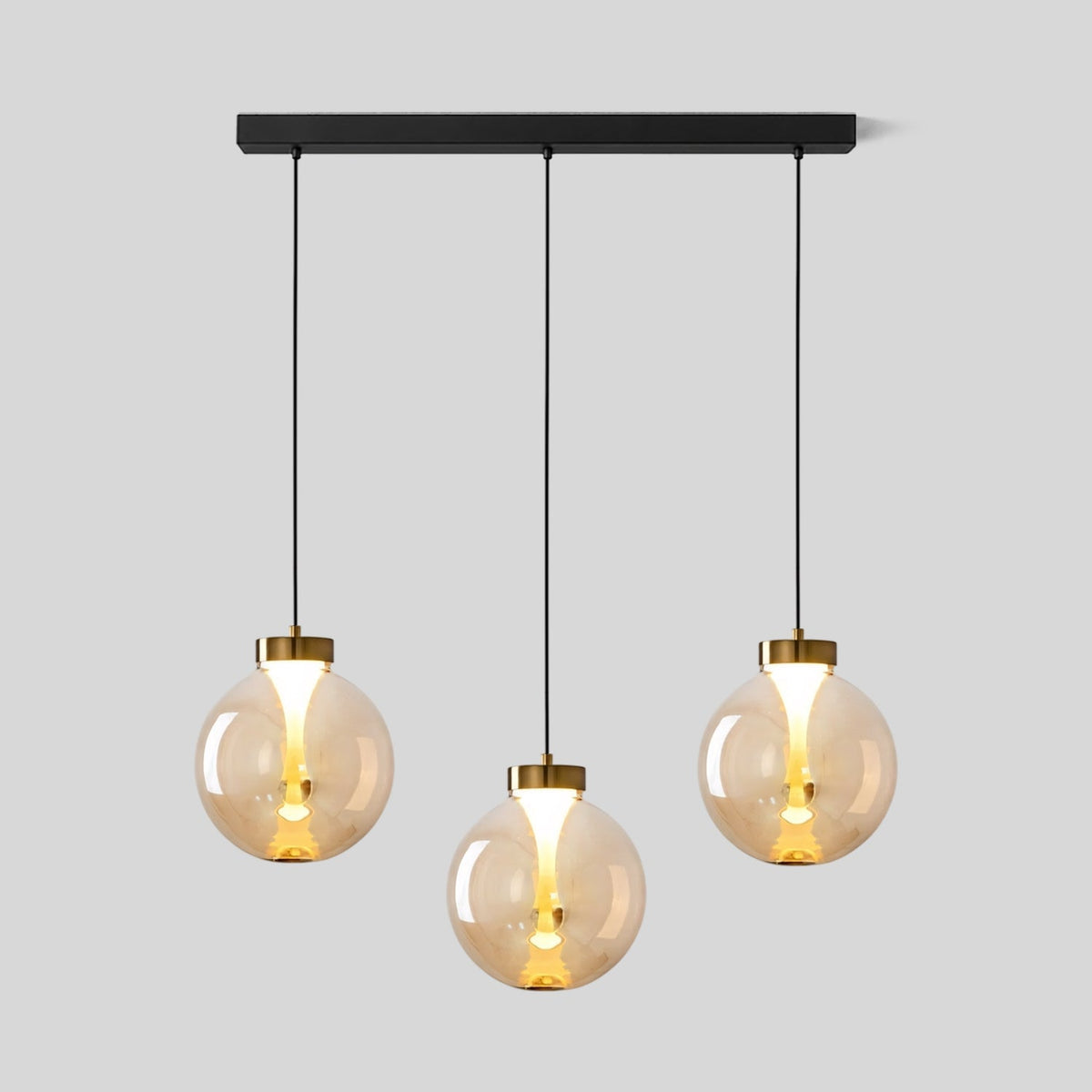 Hanglamp met bol van getint glas