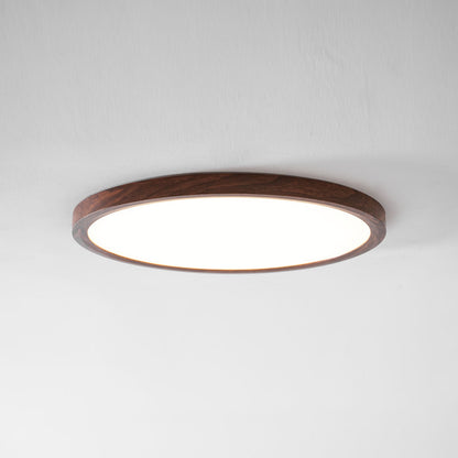 Slanke plafondlamp van walnoot met vlakke montage