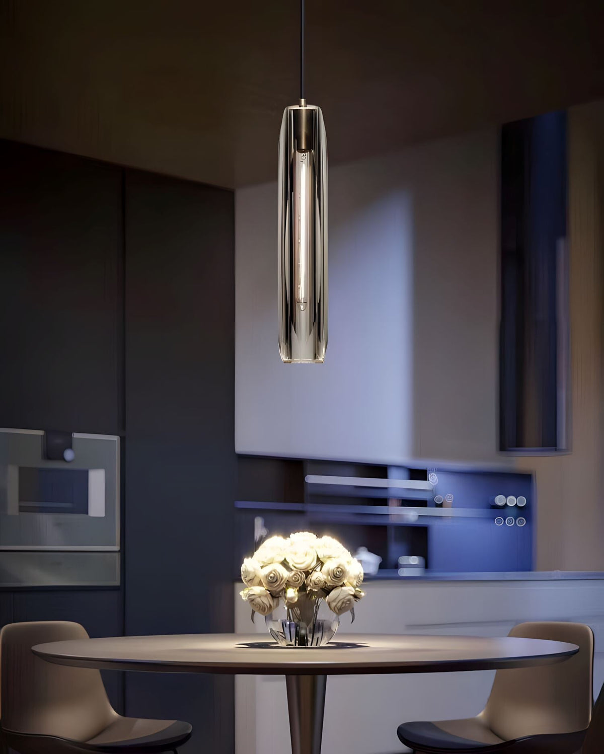 Messingkleurige hanglamp met kristallen staafjes