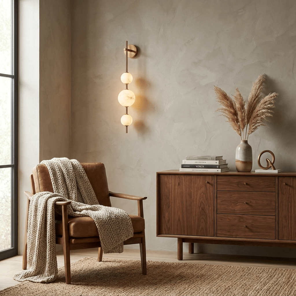 Wandlamp met albasten bol