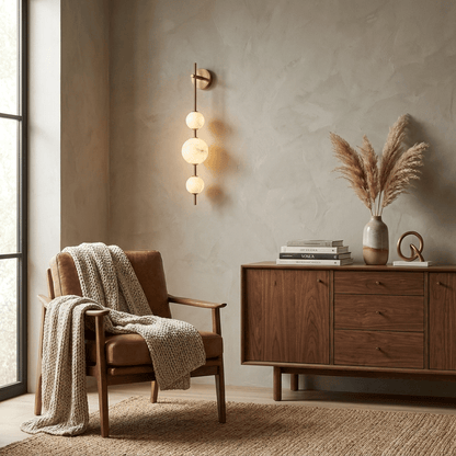 Wandlamp met albasten bol