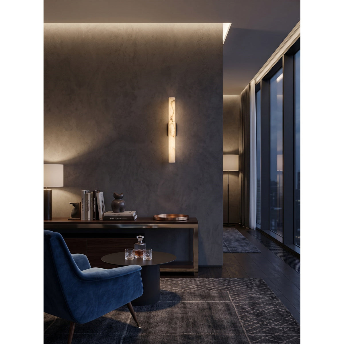 Sculpturale wandlamp van albast