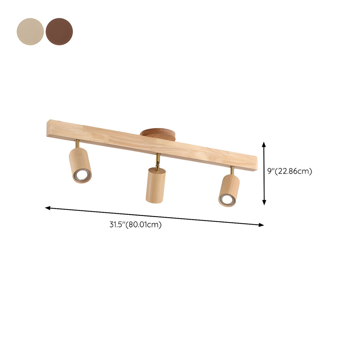 Houten rail met spotjes