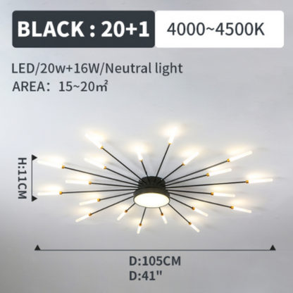 Pyrenna Starburst metalen plafondlamp met vuurwerkdesign