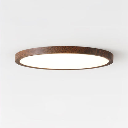 Slanke plafondlamp van walnoot met vlakke montage