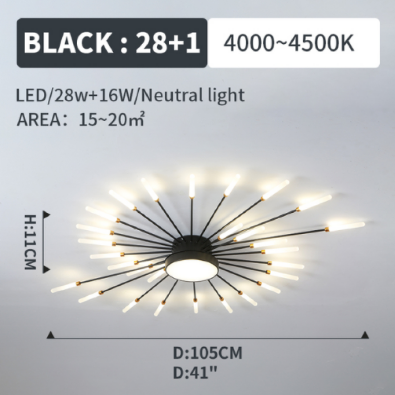Pyrenna Starburst metalen plafondlamp met vuurwerkdesign