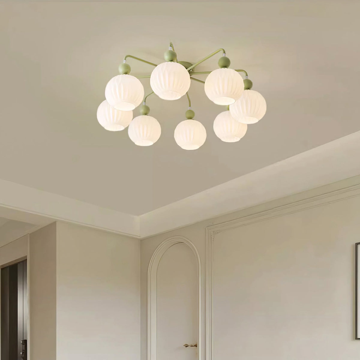 Geribd opalen glazen plafondlamp
