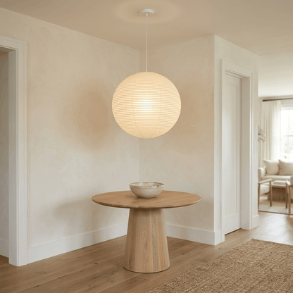 Hanglamp in washipapier in de vorm van een wereldbol