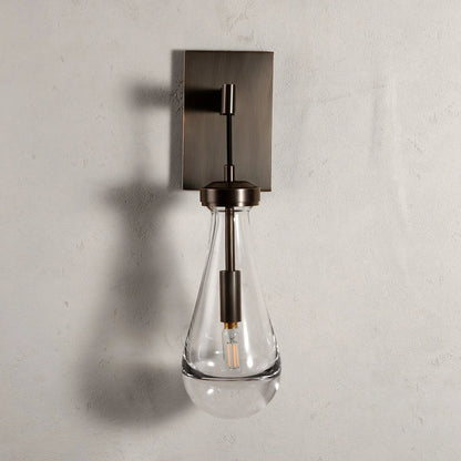 Wandlamp van traanvormig glas