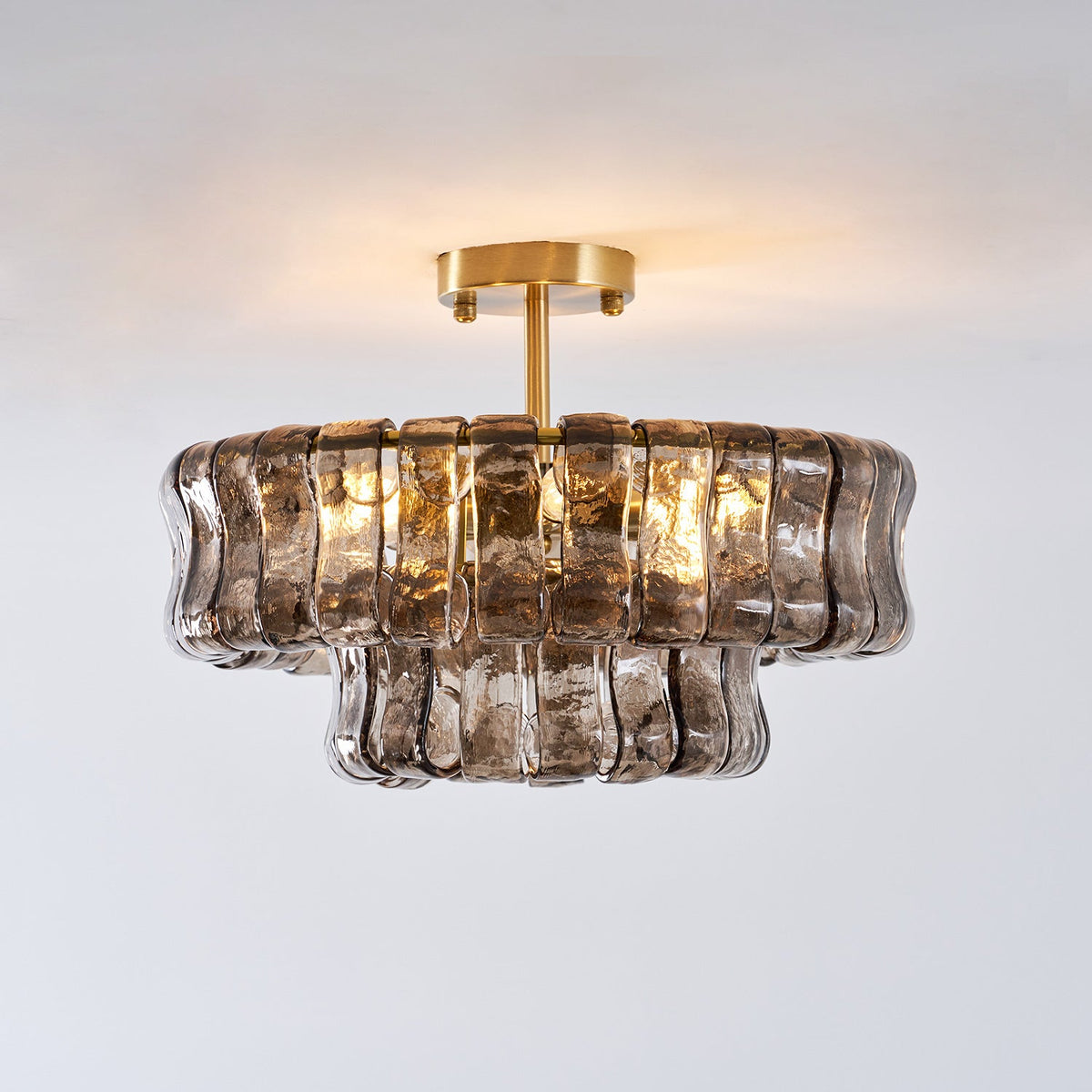 Gelaagde plafondlamp van ijsglas