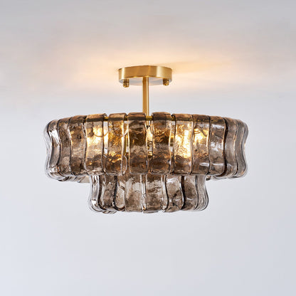Gelaagde plafondlamp van ijsglas